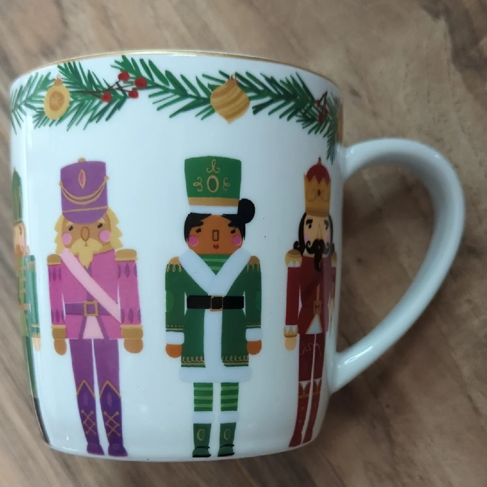 Sur La Table Holiday White Mug With Nutcrackers - Christmas Themed